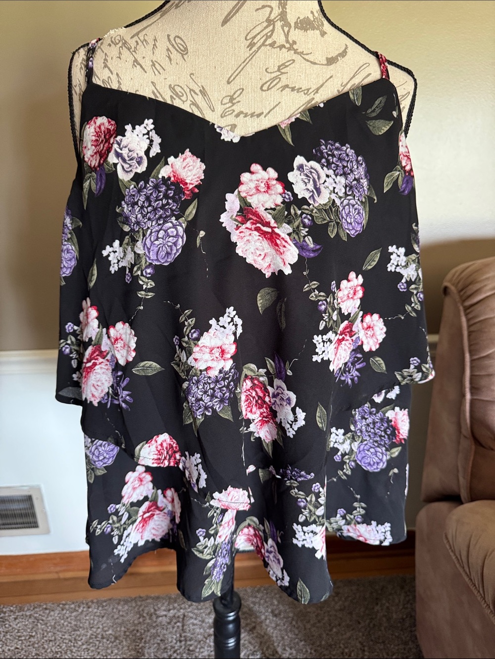 torrid Black Floral Layered Skater Skirt